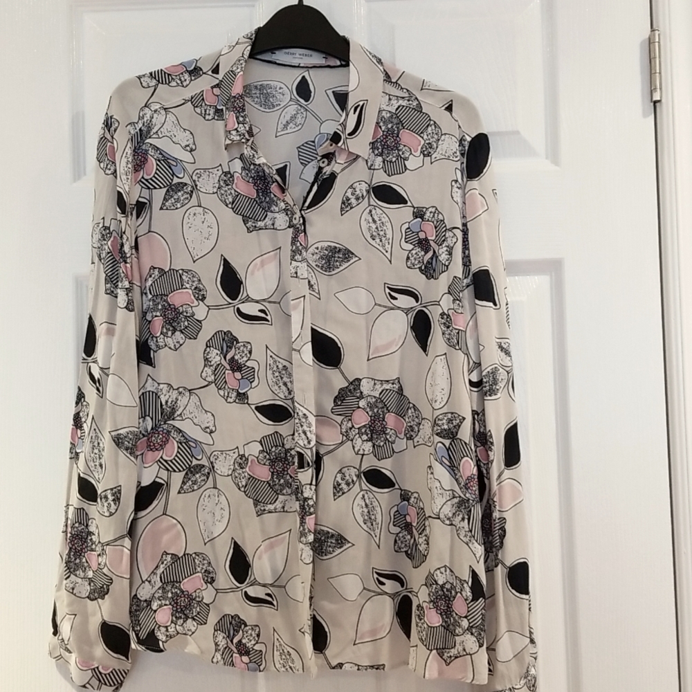 GERRY WEBER blouse dark blue pink and white color bottom down